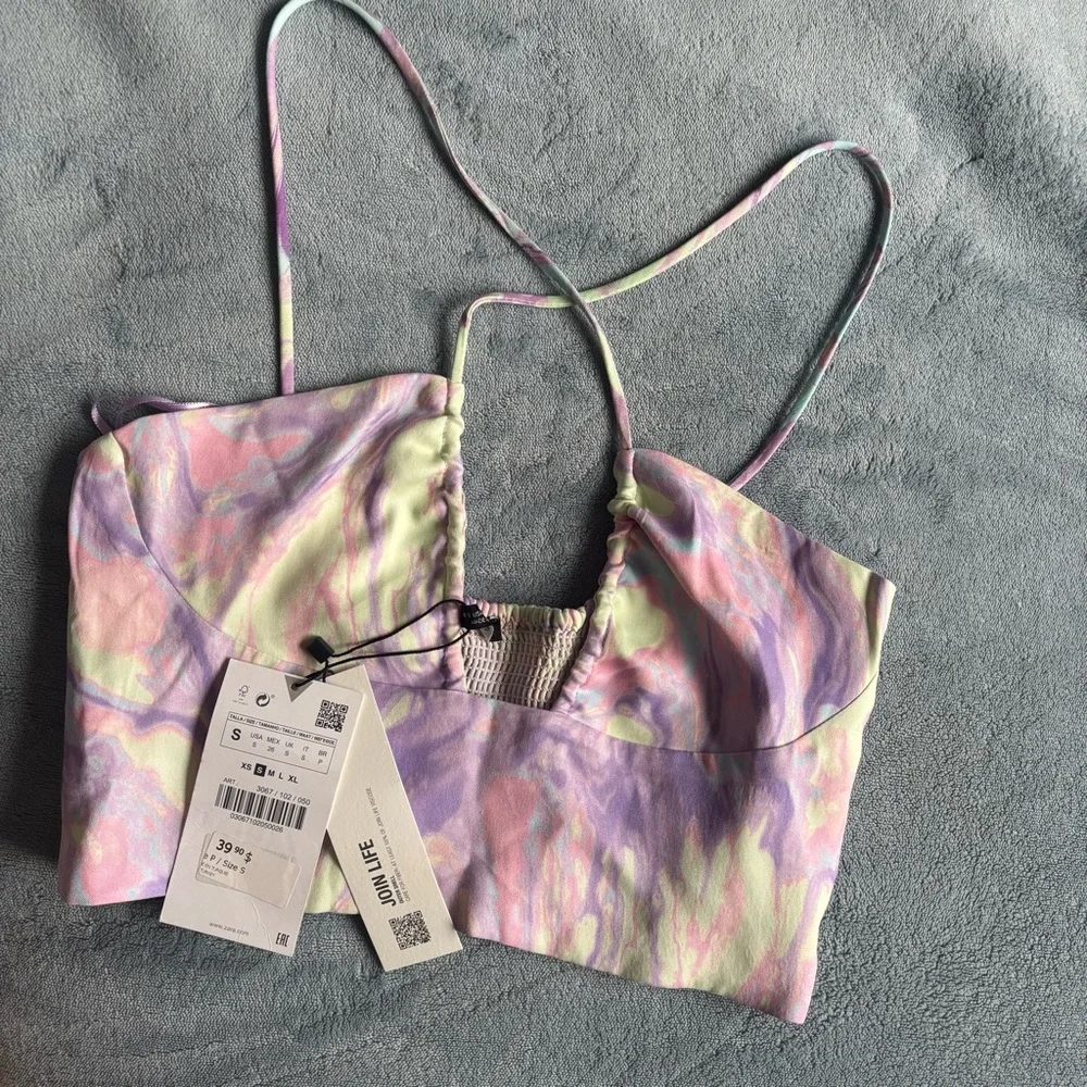 Zara Satin Tie-Dye Crop Top size S - Picture 3 of 6